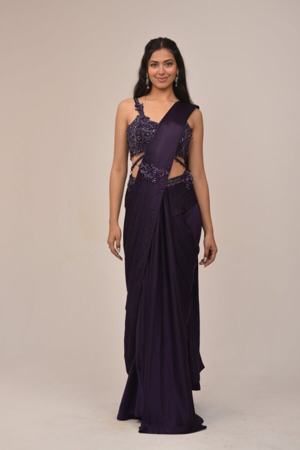 Purple Intricate Finished Drape Saree