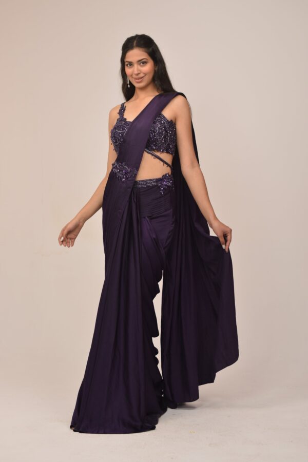 Purple Intricate Finished Drape Saree