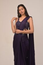 Purple Intricate Finished Drape Saree