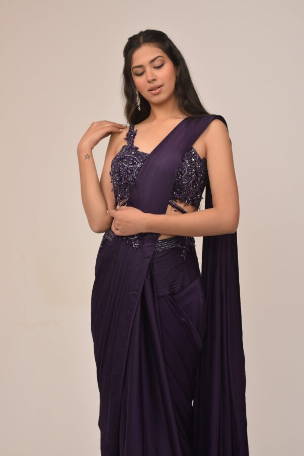 Purple Intricate Finished Drape Saree