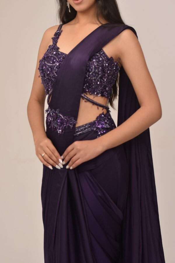 Purple Intricate Finished Drape Saree