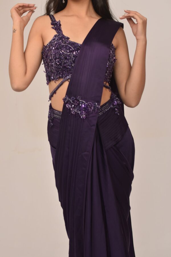 Purple Intricate Finished Drape Saree
