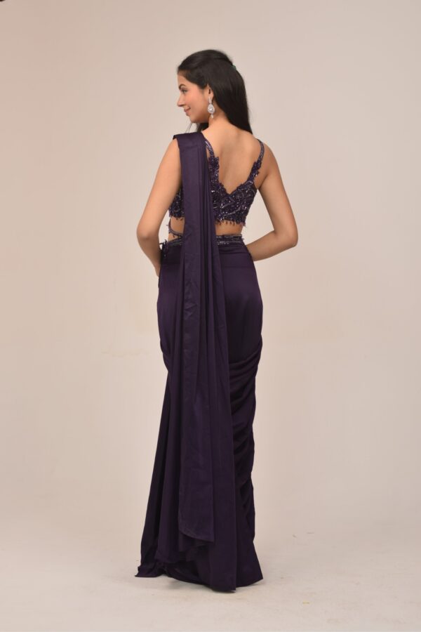 Purple Intricate Finished Drape Saree