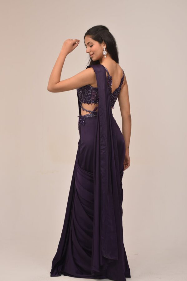 Purple Intricate Finished Drape Saree