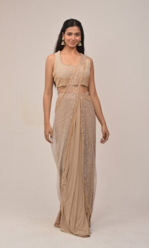 Nude Almond Exquisite Drape Saree