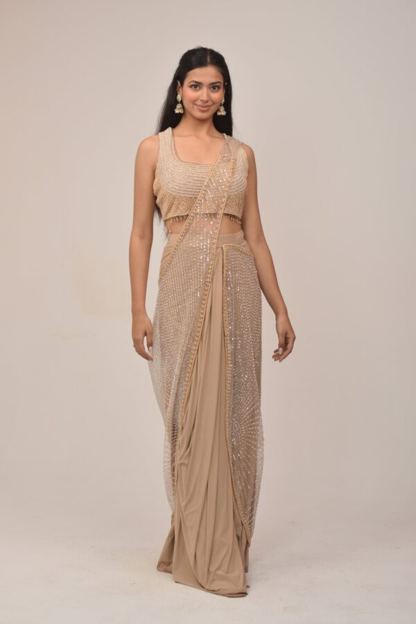 Nude Almond Exquisite Drape Saree
