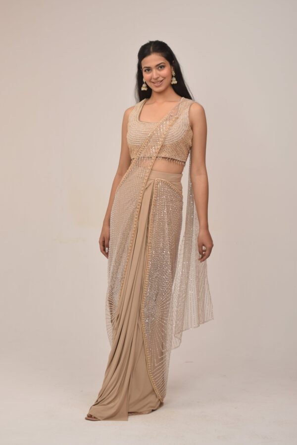 Nude Almond Exquisite Drape Saree