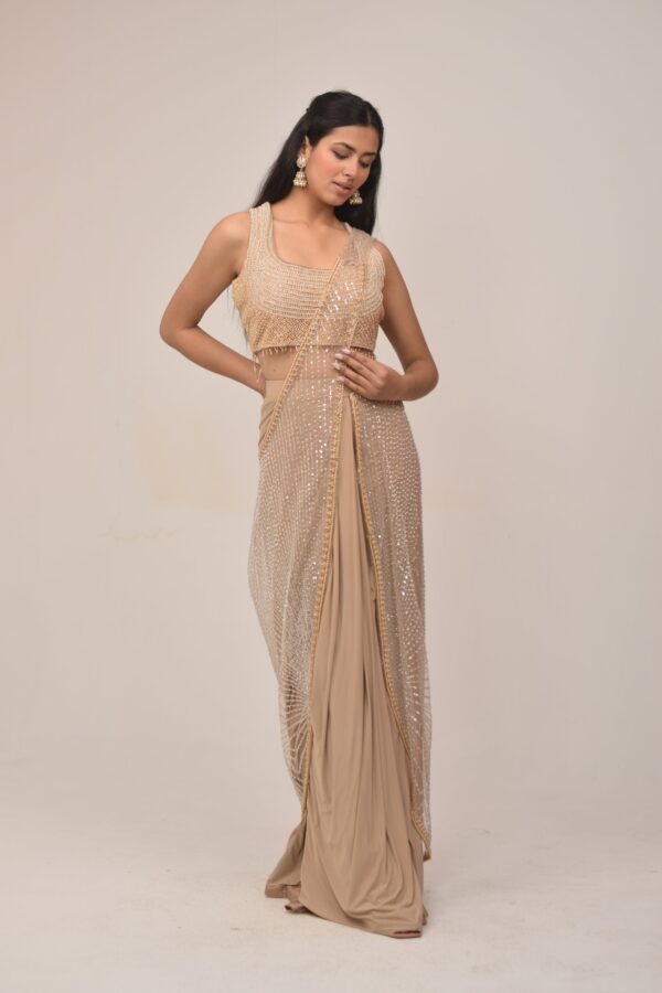 Nude Almond Exquisite Drape Saree