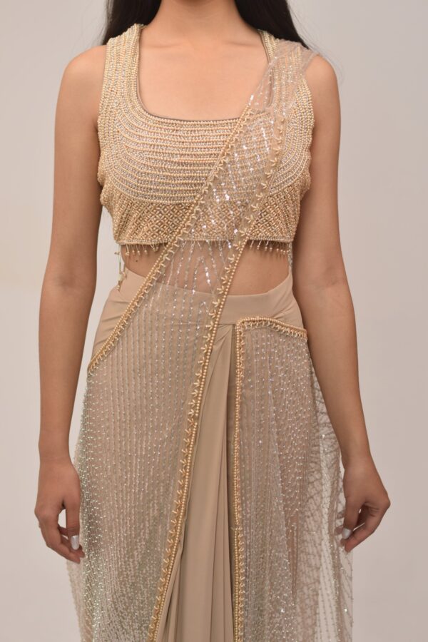 Nude Almond Exquisite Drape Saree