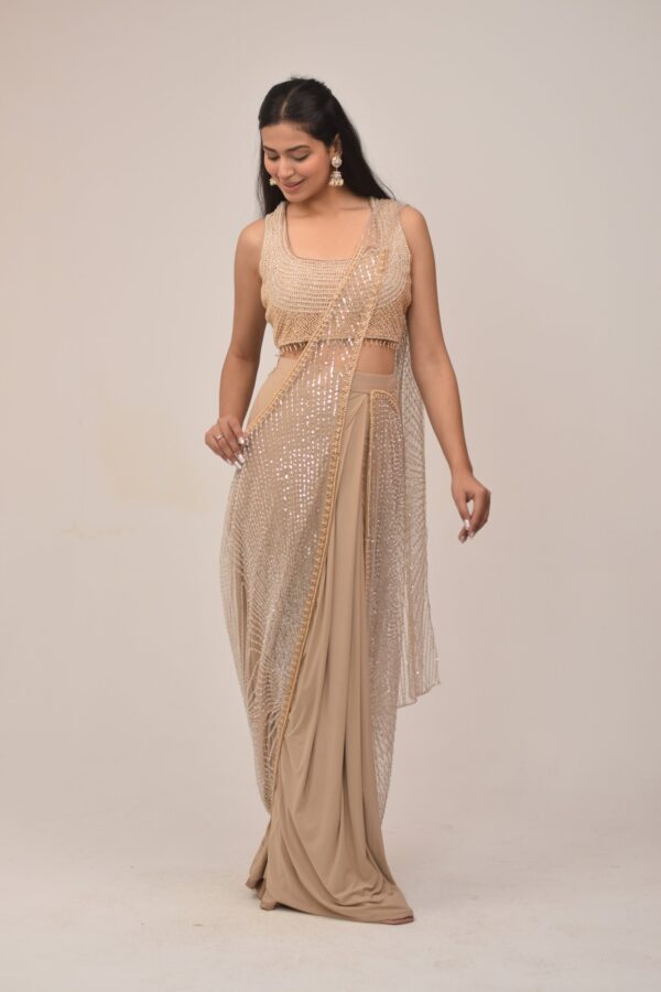 Nude Almond Exquisite Drape Saree