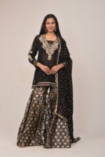 Sleek Black Intricate Garara Set
