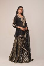 Sleek Black Intricate Garara Set