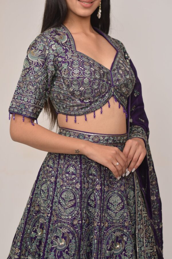 Royal Purple Heavy Embroidered Bridal Lehenga Set