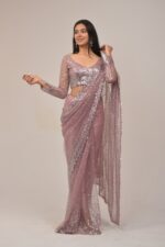 Sober Onion Intricate Sequin Saree Set