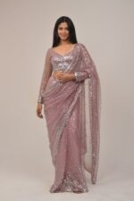 Sober Onion Intricate Sequin Saree Set