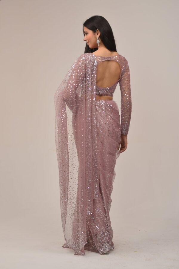 Sober Onion Intricate Sequin Saree Set