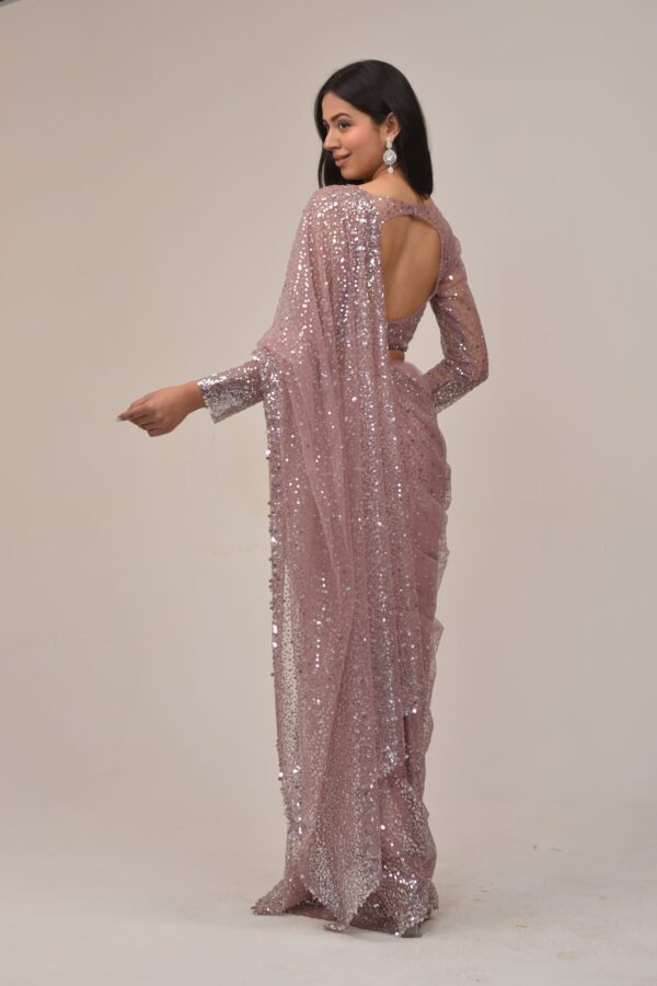 Sober Onion Intricate Sequin Saree Set
