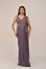 Elegant Mauve Back Long Top Drape Set