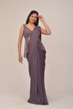 Elegant Mauve Back Long Top Drape Set