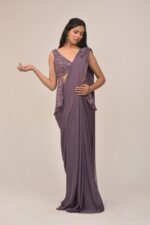 Elegant Mauve Back Long Top Drape Set
