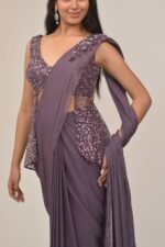 Elegant Mauve Back Long Top Drape Set