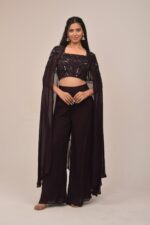Midnight Purple Cape Set with Embellished Corset