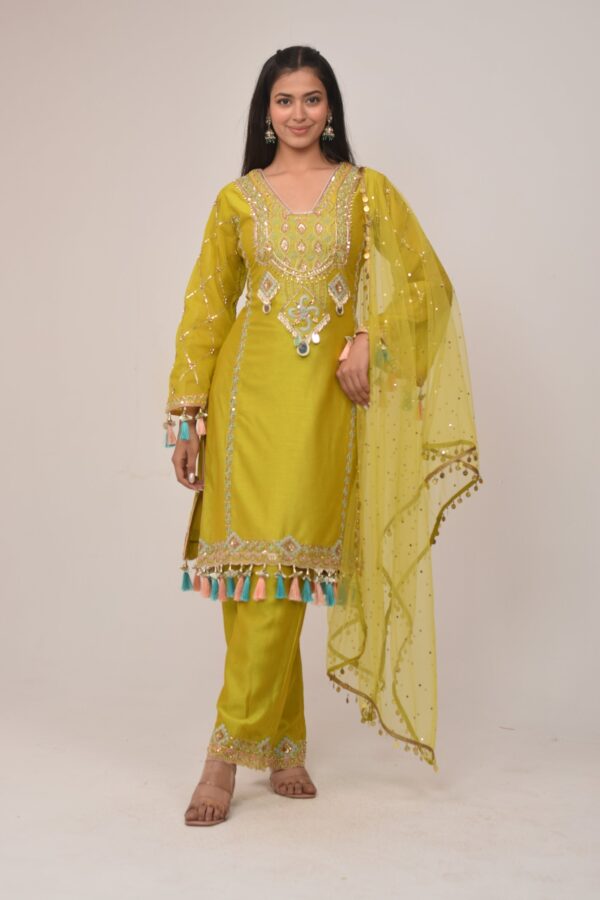 Elegant Neon Straight Pant Pakistani Suit