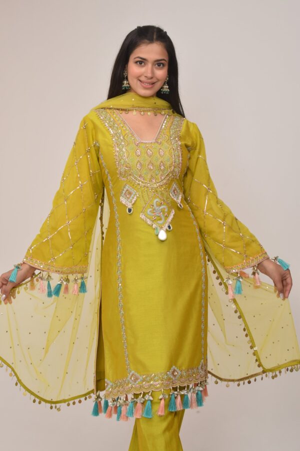 Elegant Neon Straight Pant Pakistani Suit