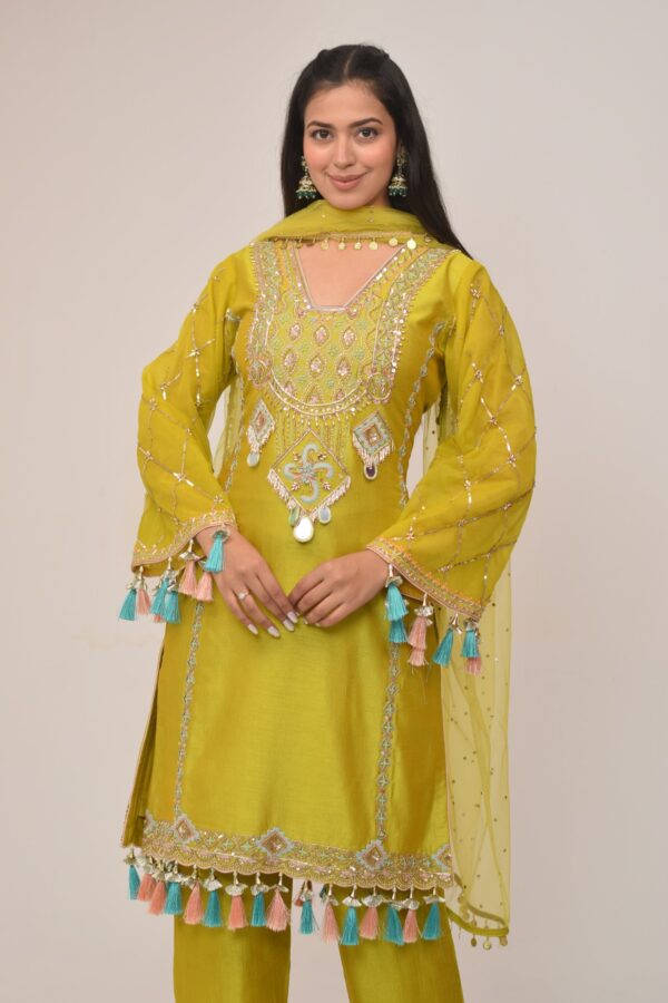 Elegant Neon Straight Pant Pakistani Suit