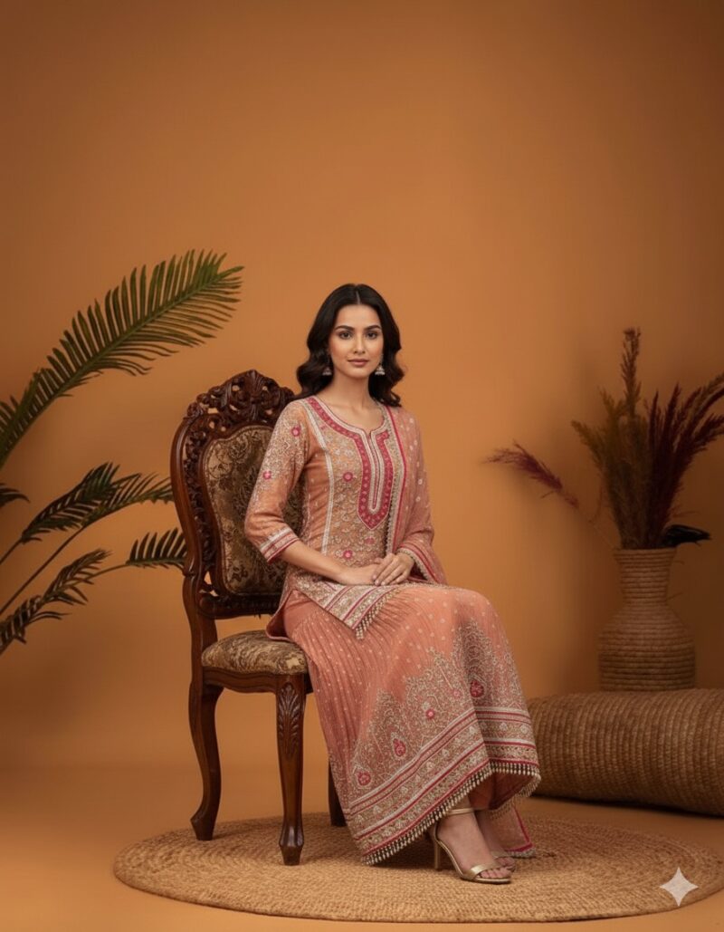 Ornate Coral Sharara Suit