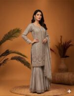 Dove Grey Intricate Embroidered Suit