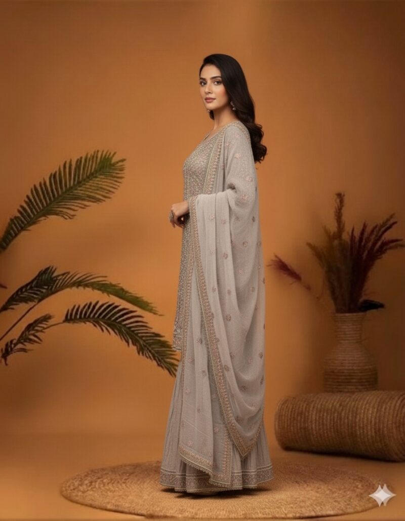 Dove Grey Intricate Embroidered Suit