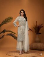 Ivory Tonal Embroidered Palazzo Set