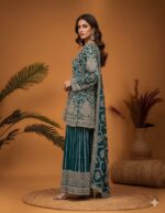 Teal Zari Festive Suit