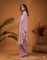 Elegant Pastel Draped Fusion Ensemble