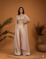 Sequin Bustier Sharara Cape Set