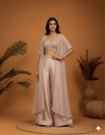 Sequin Bustier Sharara Cape Set