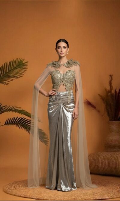 Regal Metallic Corset Cape Set