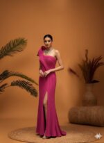 Statement Fuchsia Pleated Gown