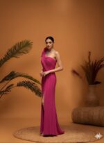 Statement Fuchsia Pleated Gown