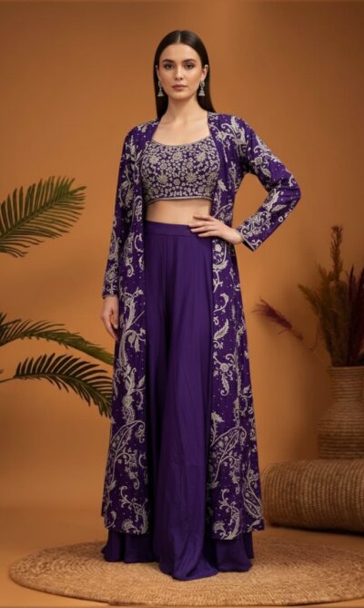 Amethyst Embroidered Sharara Set