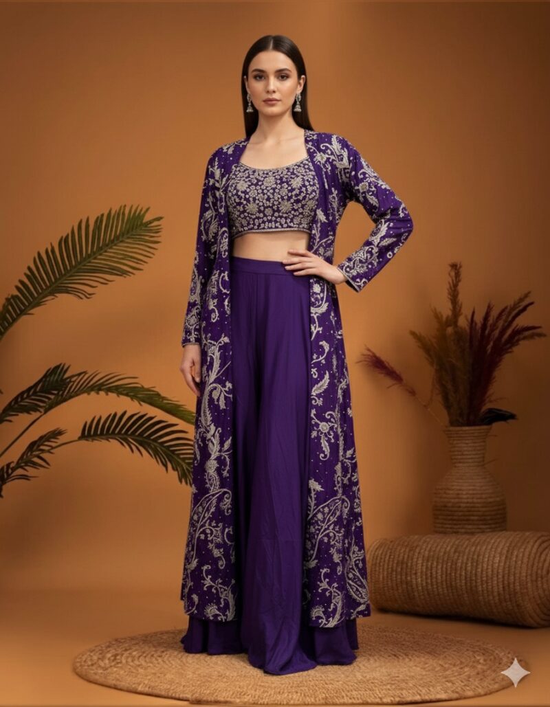 Amethyst Embroidered Sharara Set