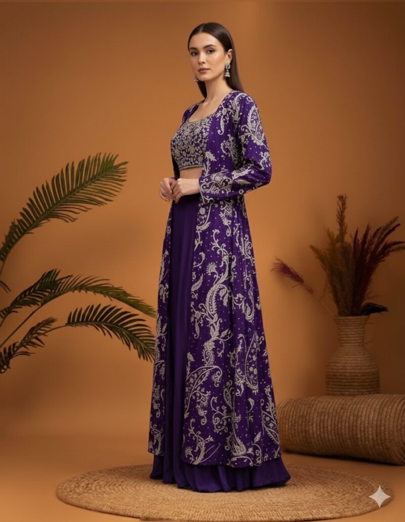 Amethyst Embroidered Sharara Set
