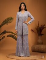 Lilac Pearl Work Sharara Set