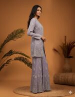 Lilac Pearl Work Sharara Set