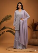 Lilac Pearl Work Sharara Set