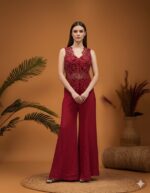 Ruby Lace Fusion Indo Western Sharara Set