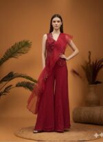 Ruby Lace Fusion Indo Western Sharara Set