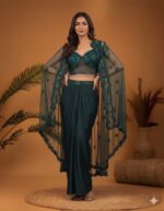 Emerald Sequin Bustier and Drape Cape Set