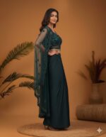 Emerald Sequin Bustier and Drape Cape Set